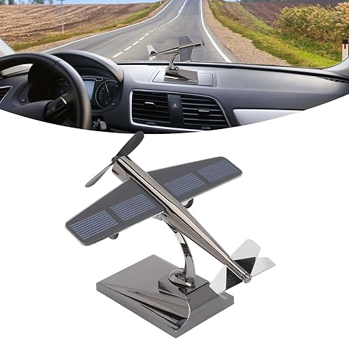 Miniatura 7 de Avión solar, avión alimentado por energía solar para automóvil, mesa, oficina, aleación de energía solar, rotación, adornos de avión para automóvil,