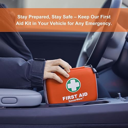 Miniatura 7 de Mini kit de primeros auxilios de 150 piezas, kit médico pequeño con carcasa dura, kit de primeros auxilios de emergencia para automóvil, viajes,