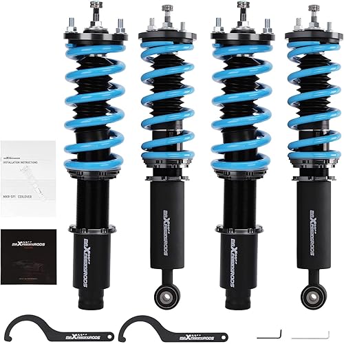 maXpeedingrods Coilover for Honda CR-V 1996-2001 RD1-RD3 FWD & AWD, 24 Level Damper Adjustable Coilovers Suspension Kit, Height Adjustable Shock Absorber Struts, T6 Upgraded Lowering Kit Blue