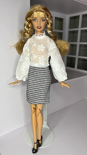 Miniatura 3 de Eledoll Ropa Deluxe Fashion Pack para muñeca de moda de 12 pulgadas BOSS Lady Negro y Blanco Juego de pata de gallo