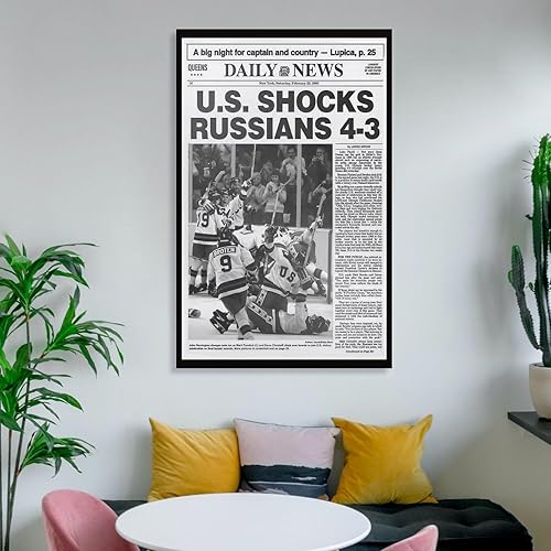 Miniatura 5 de FOLIUMK 1980 - Póster olímpico de milagro de hockey sobre hielo, hace la portada del periódico y crea un milagro en el icastílo, 12 x 18 pulgadas