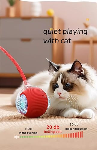 Miniatura 2 de Juguete interactivo para gatos, bola rodante con cuerda de cola para gatos de interior, juguete eléctrico inteligente de 360 para moverlos ocupados,