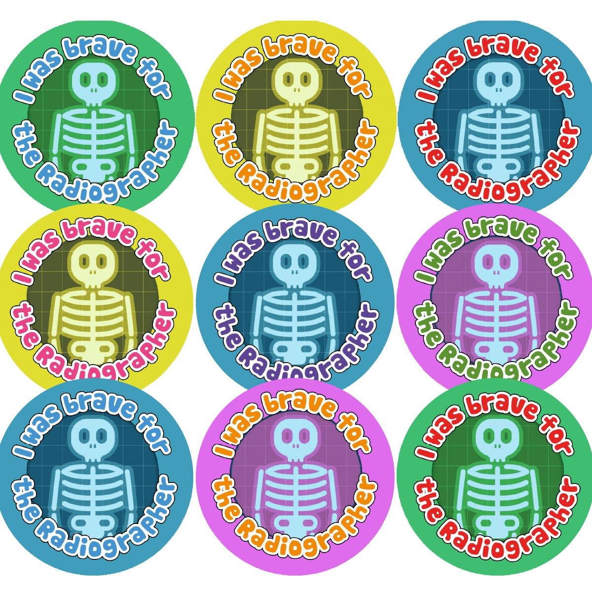 144 Brave for the Radiographer 30mm Reward Stickers for Nurses, Doctors x-rays