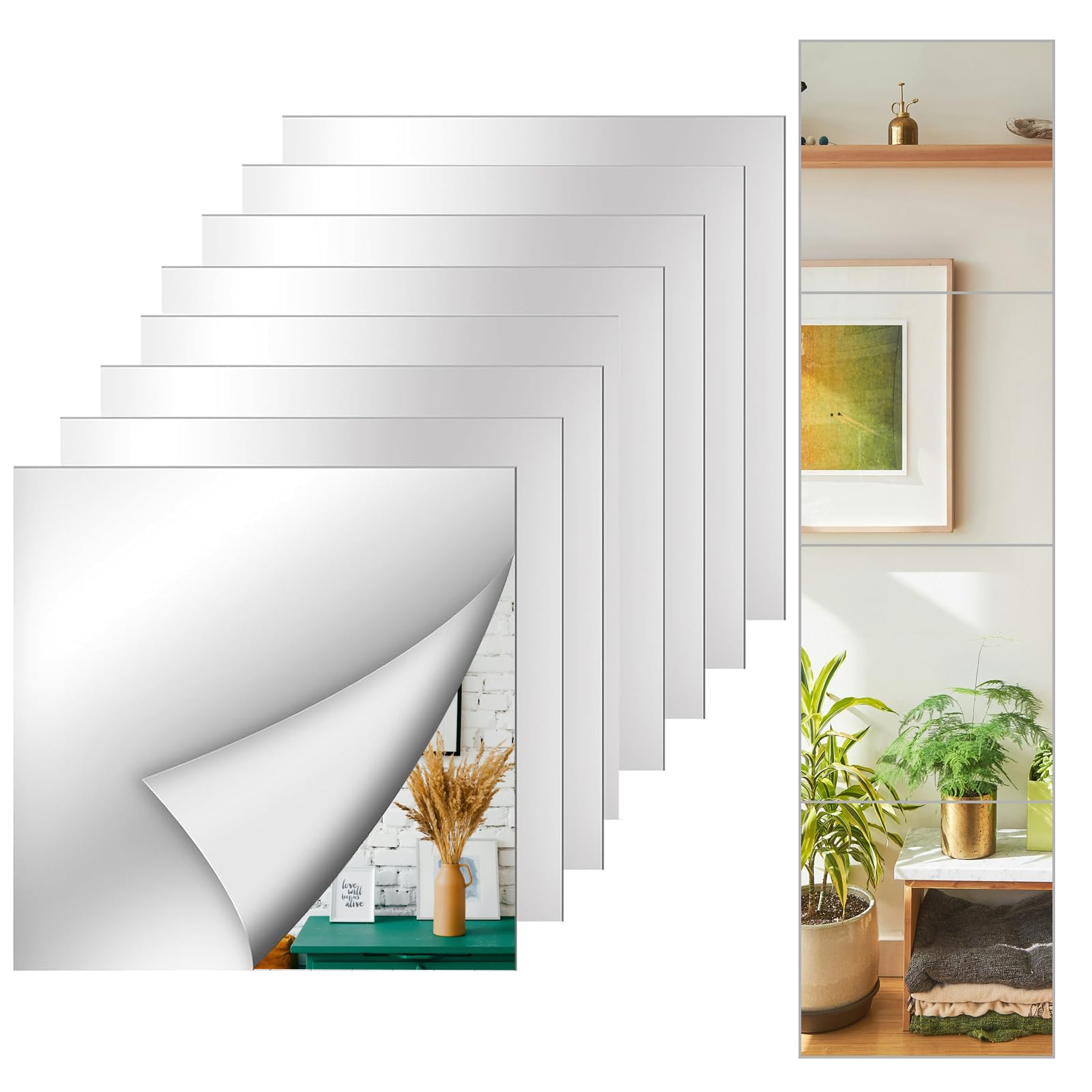 LYCRAFTS Wall Mirror Tiles,10x10 Inch Self Adhesive Acrylic