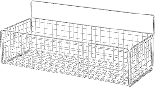 Metal Wire Basket Wall Mount, Wall Storage Basket Adhesive Hanging Wire Baskets Wall Mount Fruit Basket Food Storage Bin for Kitchen(White)