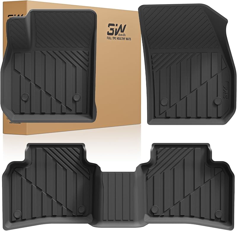 Tapetes Automotivos 3W em TPE Preto para Cadillac XT4 2019–2025, 1ª e 2ª Fileiras, Kit com 3 Peças