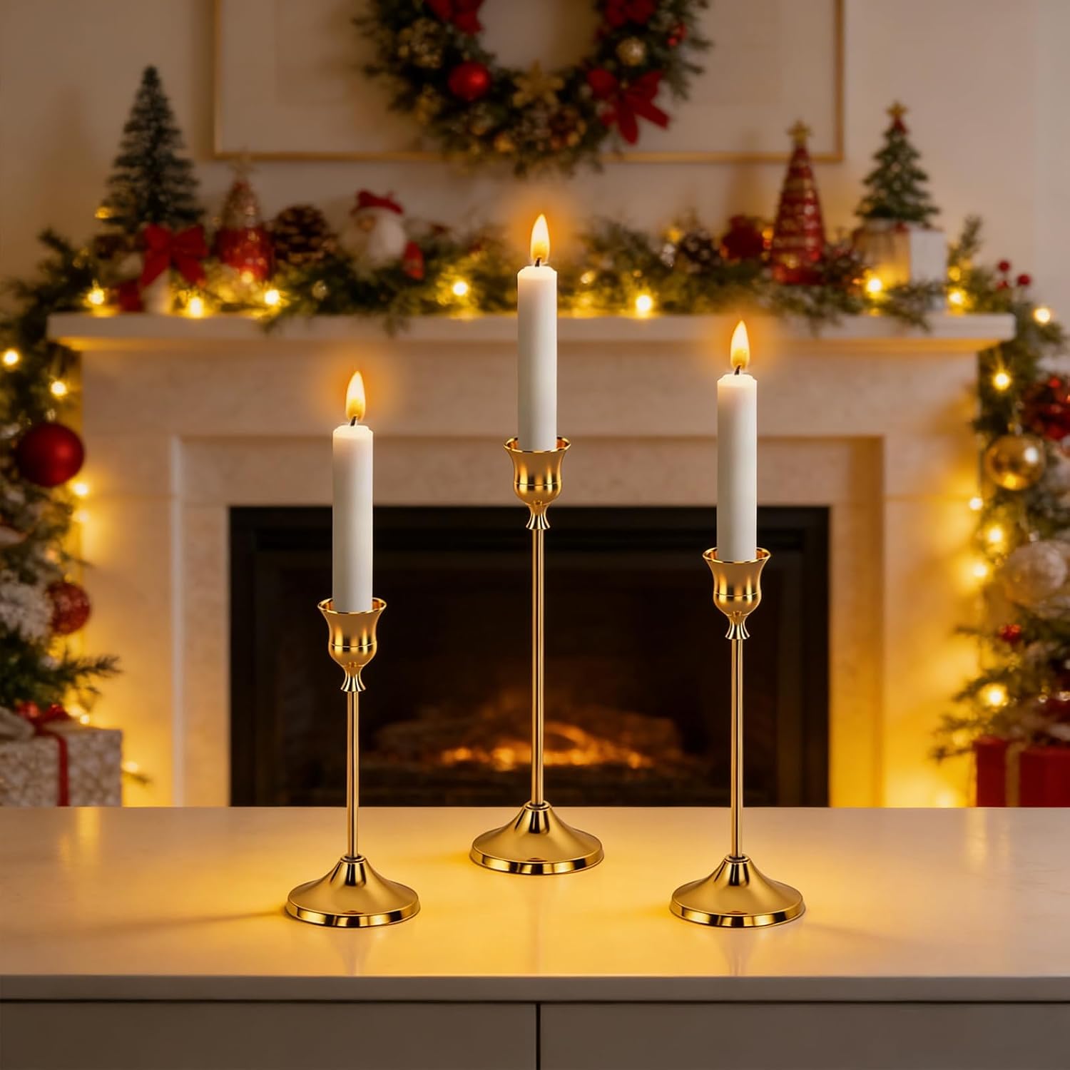 Candlestick Holders,12Pcs Gold Taper Candle Stick Holder