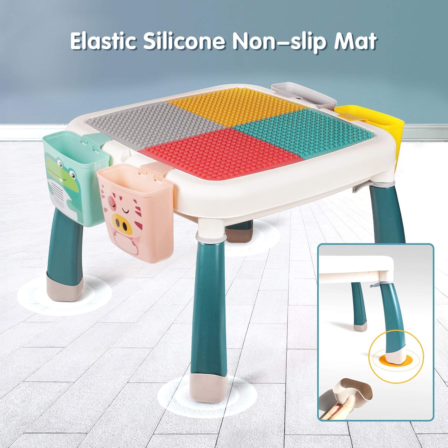 Black Friday Sale 2022 GobiDex Larger Kids Activity Table and Chair Set for Older Kids Age 3+, 25'x25'x19.5' Bigger and Sturness Play Table Set Compatible with Classic Blocks.Water and Sand Table, All in One for Kids Growth