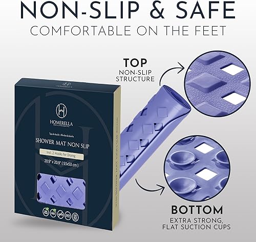 Miniatura 5 de homerella Tapete de ducha antideslizante antideslizante para cabina de ducha interior, tapete de ducha antideslizante cuadrado de 21 x 21 pulgadas