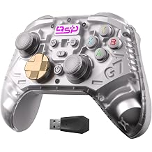 Hexamurby Wireless Game Controller for PC/Android/iPhone, Hall Joystick Trigger, Mechanical, Silver, with USB Receiver