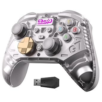 Hexamurby Wireless Game Controller for PC/Android/iPhone, Hall Joystick Trigger, Mechanical, Silver, with USB Receiver