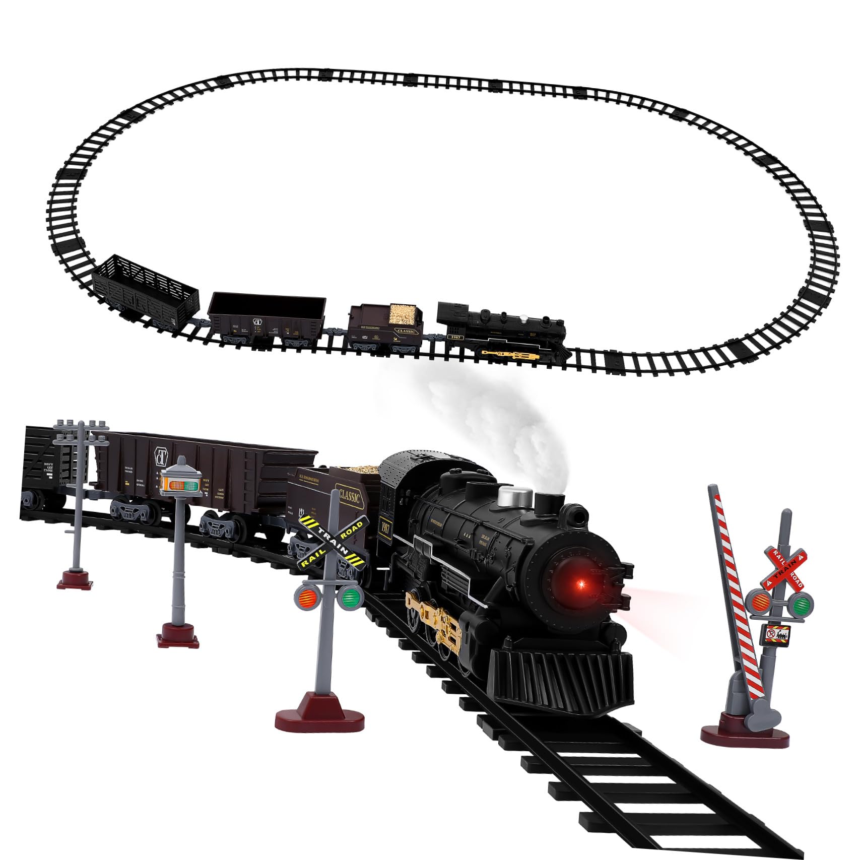 Amazon | NUOBESTY 電子 電車 セット 黒 電車 おもちゃ 子供用