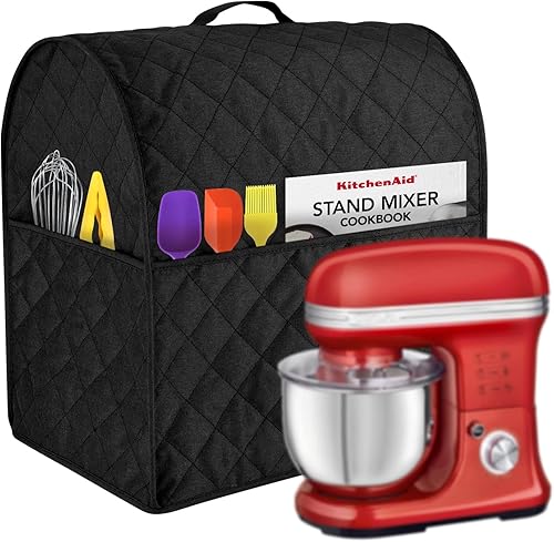 Kitchen Aid - Funda para batidora, a prueba de polvo, con bolsillos de almacenamiento de accesorios y asas, se adapta a todos los modelos de cabezal