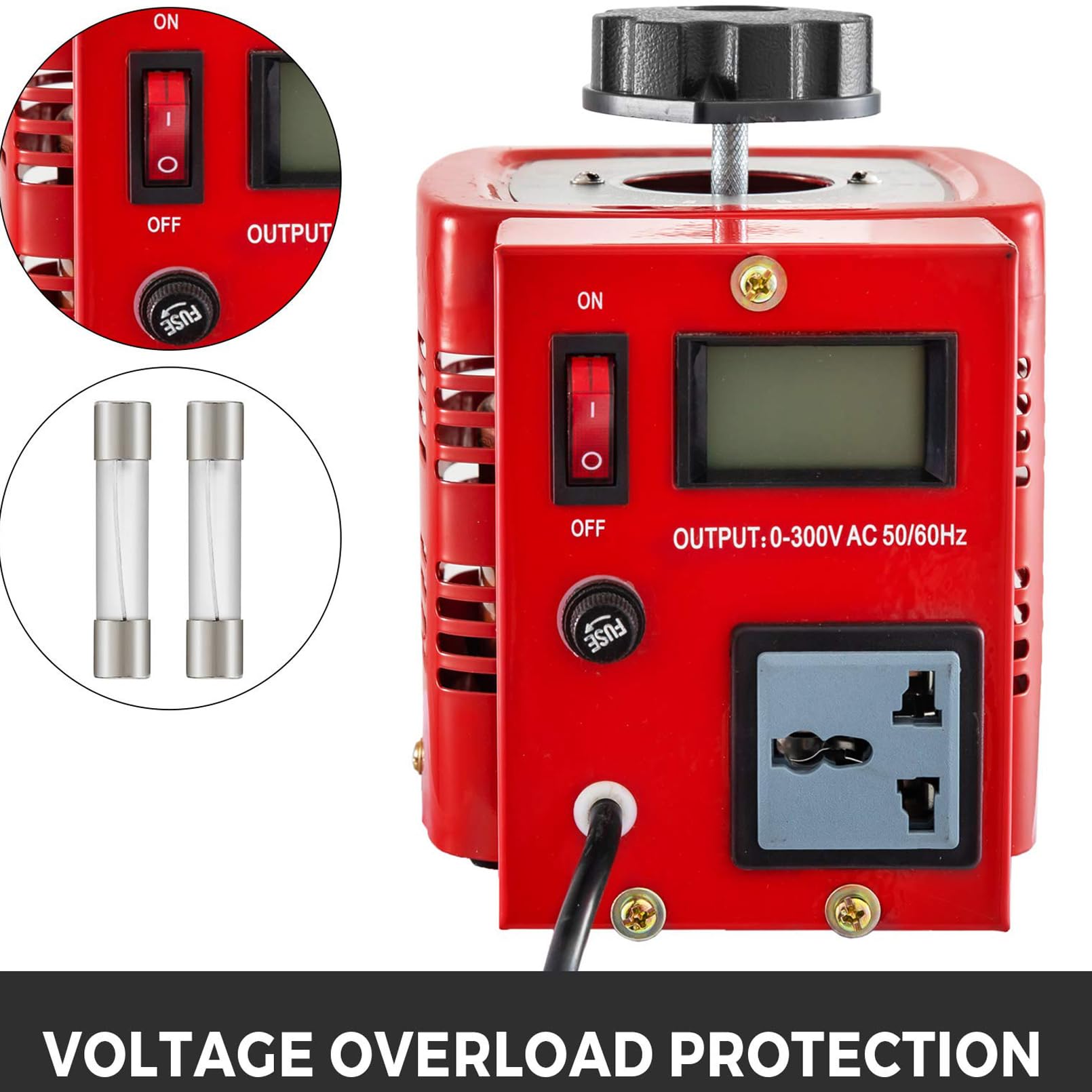 Transformator zmienny 0-300 V, regulator napięcia AC Transformator Konwerter Ekran LCD 500 VA-3000 VA Wbudowane zabezpieczenie przed przeciążeniem cewki miedzianej dla zasilacza