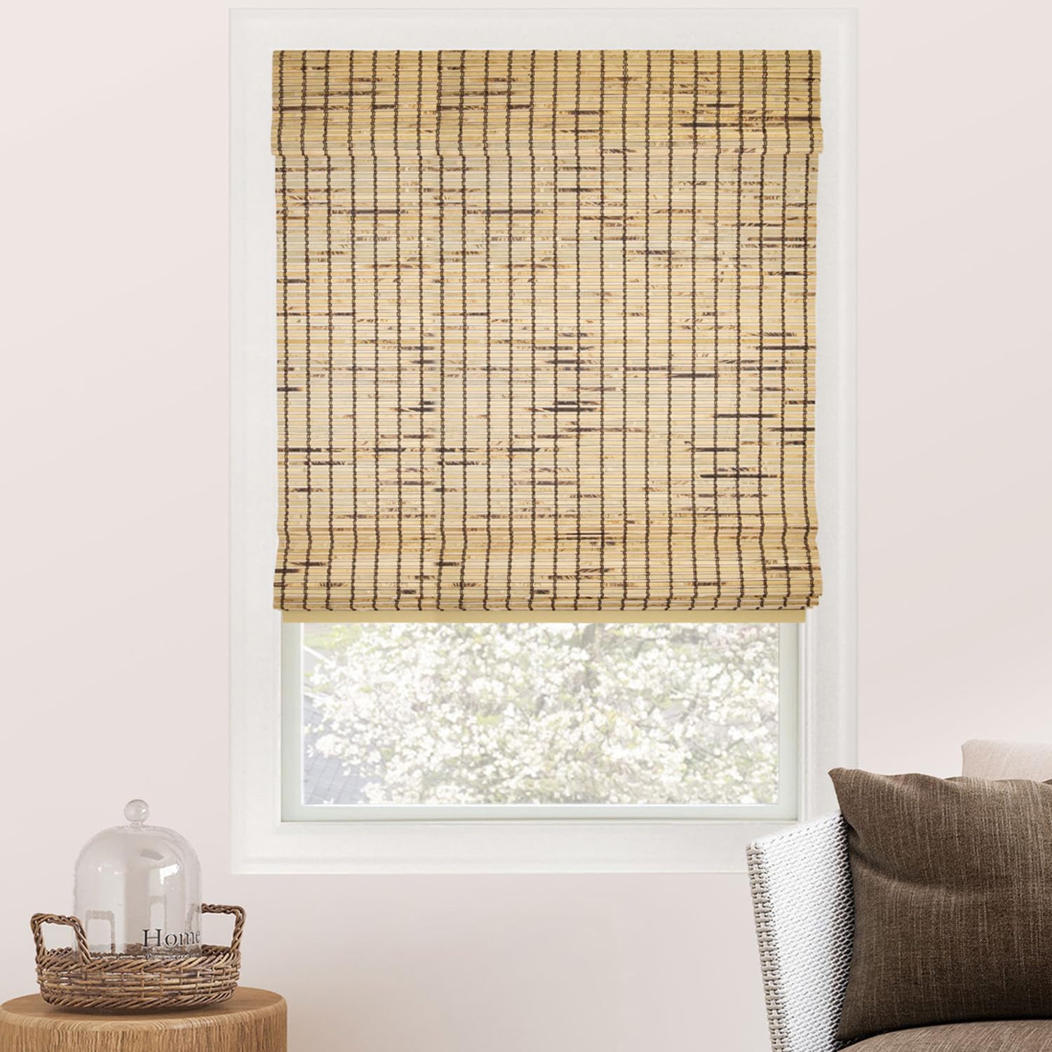 CHICOLOGY Bamboo Roman Shades - Smart Choice Eco-Friendly Light Filtering Blinds for Windows, Premium Quality, Ideal for Home, Tortoise, 29" W X 64" H
