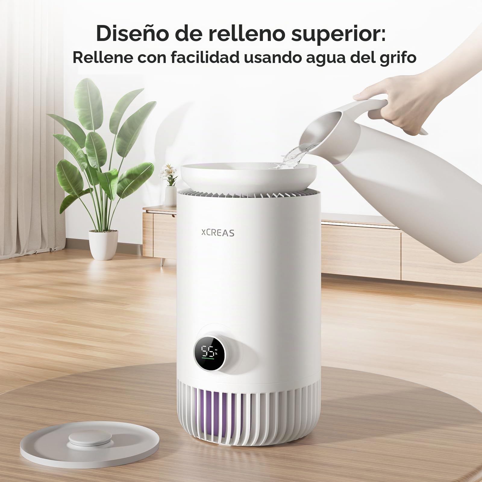 Combo de humidificador y purificador de aire 2 en 1, humidificador evaporativo 2 en 1 y filtro HEPA purificador de aire para dormitorio, relleno superior de tanque de 0.8 galones