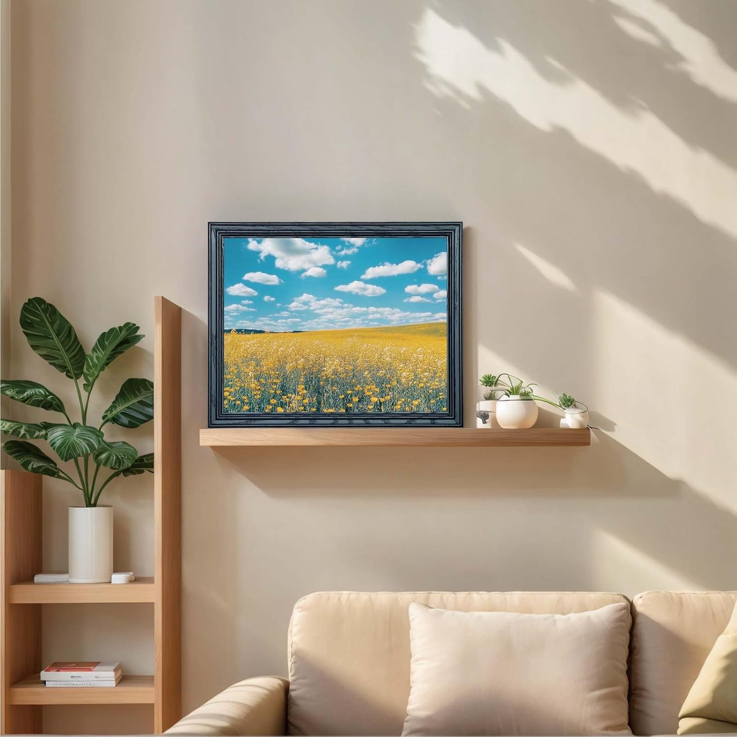 11x14 Picture Frame Matted to 8x10 - Thickened and Widened, Mortise & Tenon, USA Natural Oak Wood with Real HD Tempered Glass, Tabletop or Wall Mount Display Includes Wall Kit, Black Color, 1 Pack