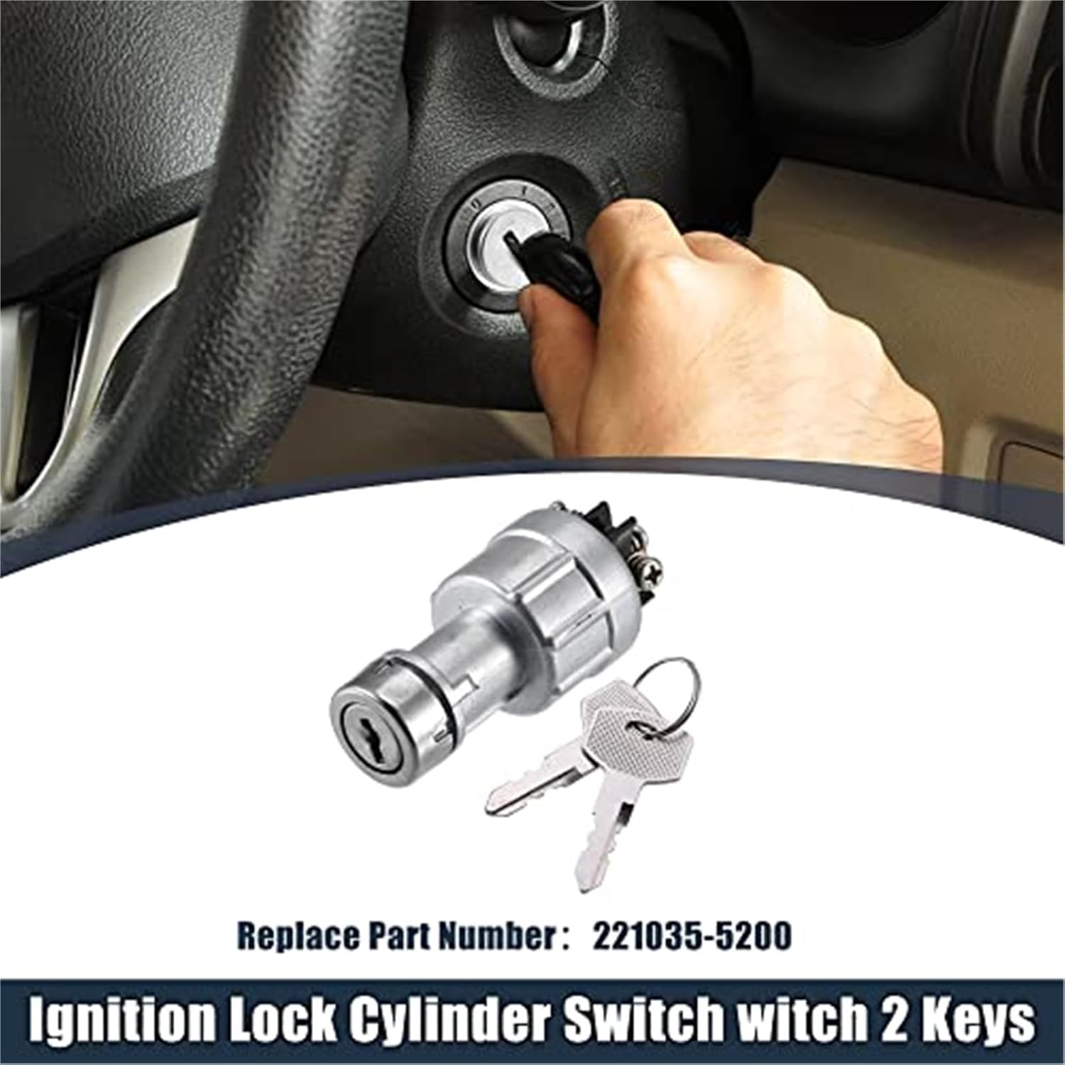 1 Set Ignition Switch Lock Cylinder with Keys 221035-5200 for Toyota Car Ignition Switch Lock