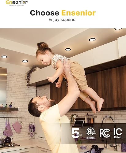 Vista 48 de Ensenior - Paquete de 12 luces LED empotrables de techo, ultra finas con caja de conexiones, intensidad regulable, alta luminosidad. 5000 K