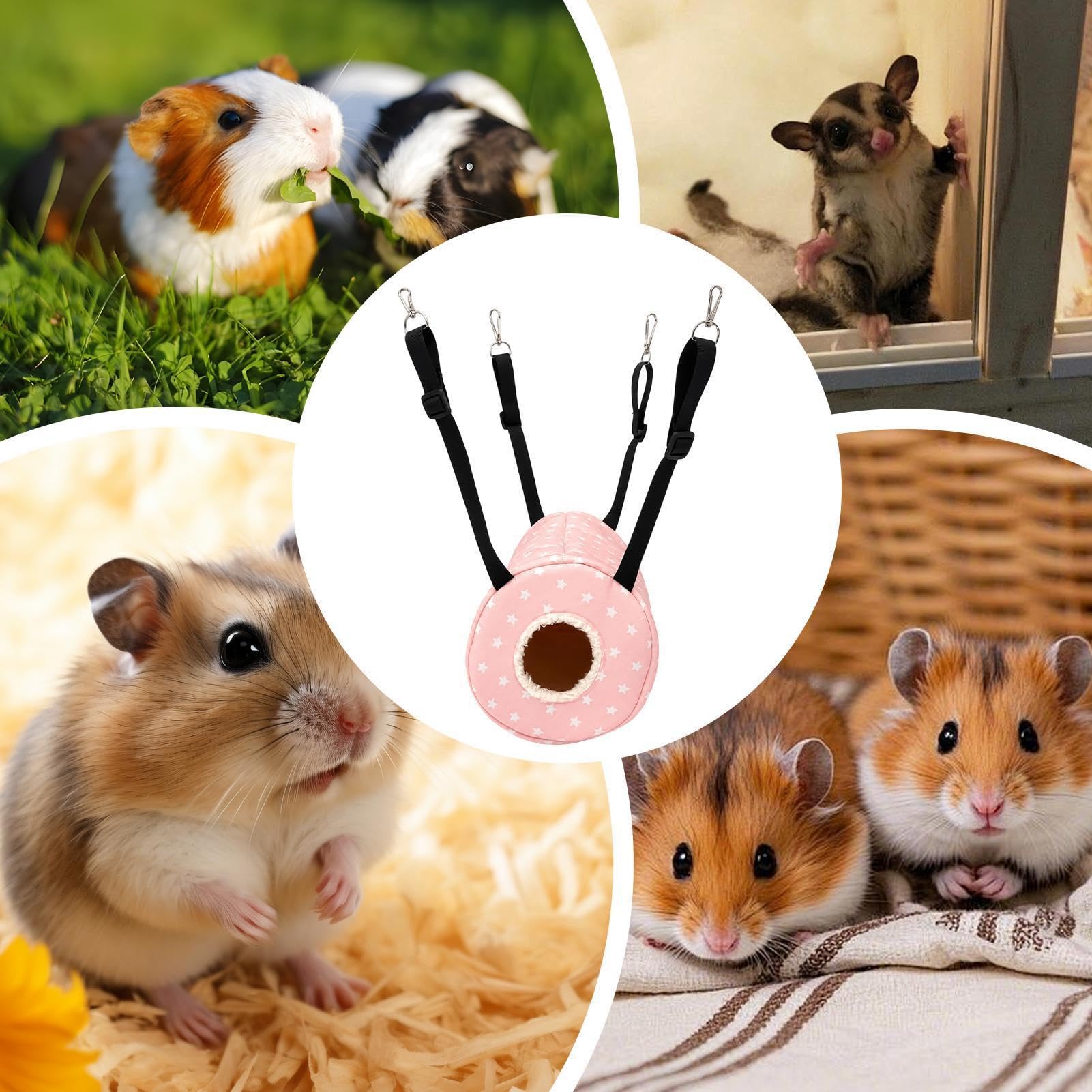 Verstellbare Hamster-Hängematte – Warmes Nesthaus & Spielzeug, Käfigzubehör für Hamster, Mäuse, Meerschweinchen, Frettchen & Igel