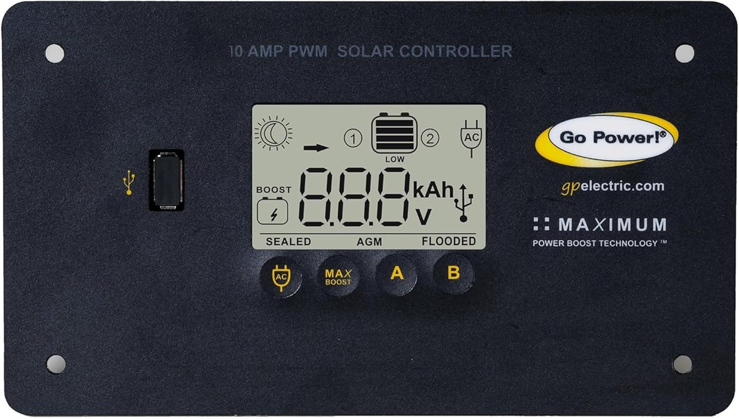 Go Power GP-ECO-80 80W Solar Panel Kit - Monocrystalline Panels with 10 Amp Digital Charge Controller, 12V Solar Power for RV, Vehicle, Camper, Marine & Off-Grid Use