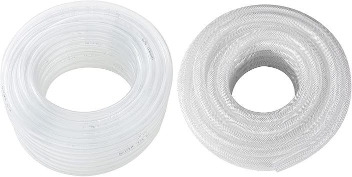 DAVCO Clear Vinyl Tubing, Low Pressure Flexible PVC Tubing, Clear Braided Plastic Vinyl Tubing Flexible High Pressure Reinforced PVC Hose