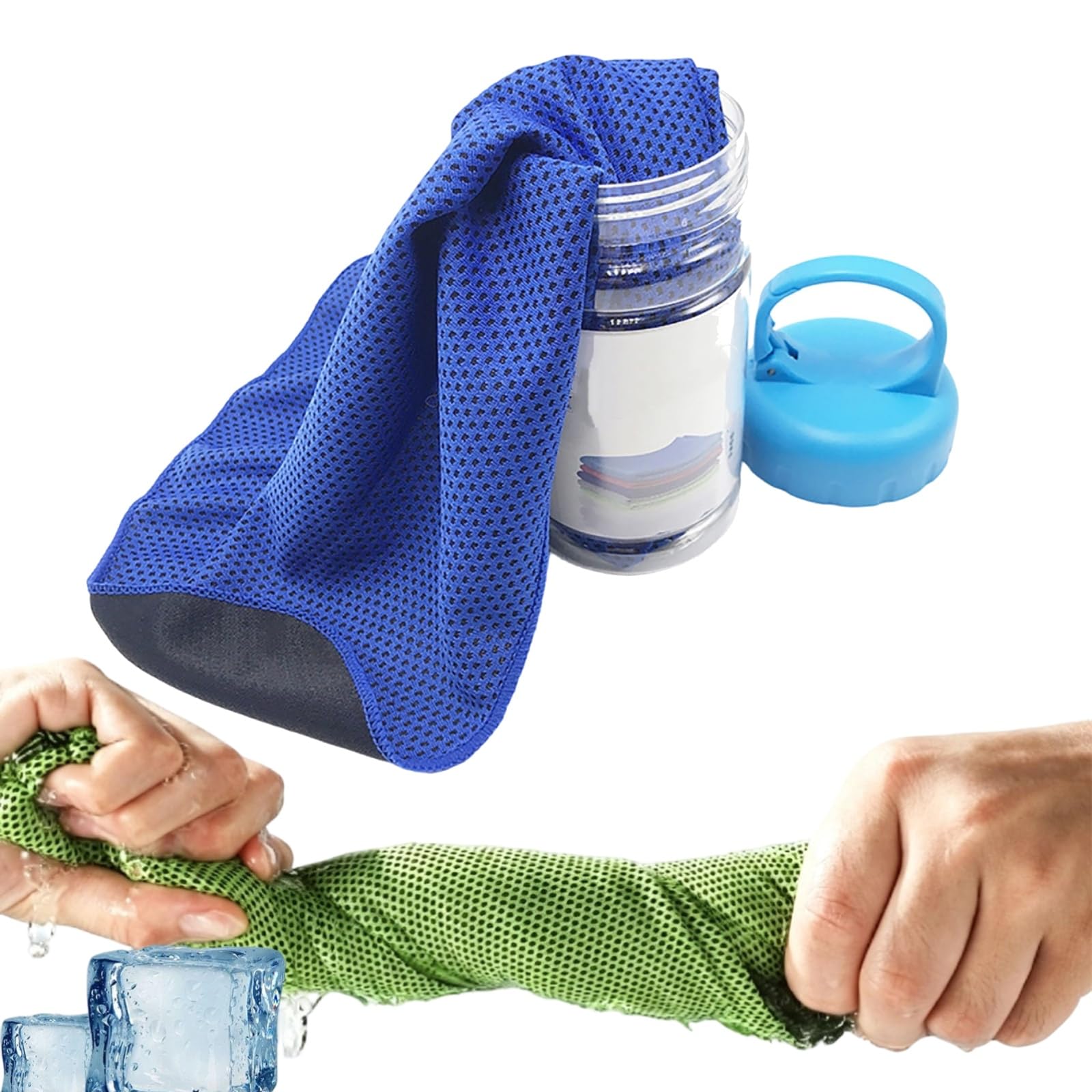 Cooling Towels for Hot Weather, Cooling Bottle Cold Sweat Towel, Cold Towel for Neck, Long Lasting Cooling Neck Cooler, Breathable Reusable Scarf Head Band for Beach Running Camping Workout (Blue)