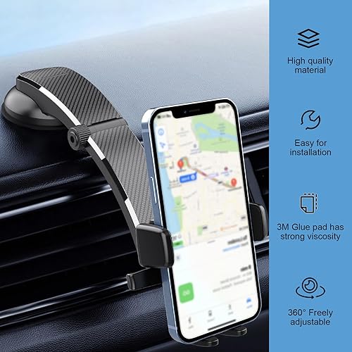 Miniatura 3 de Soporte para teléfono móvil para tablero de instrumentos, soporte de navegación con base de ventosa con brazo telescópico, rotación multifuncional