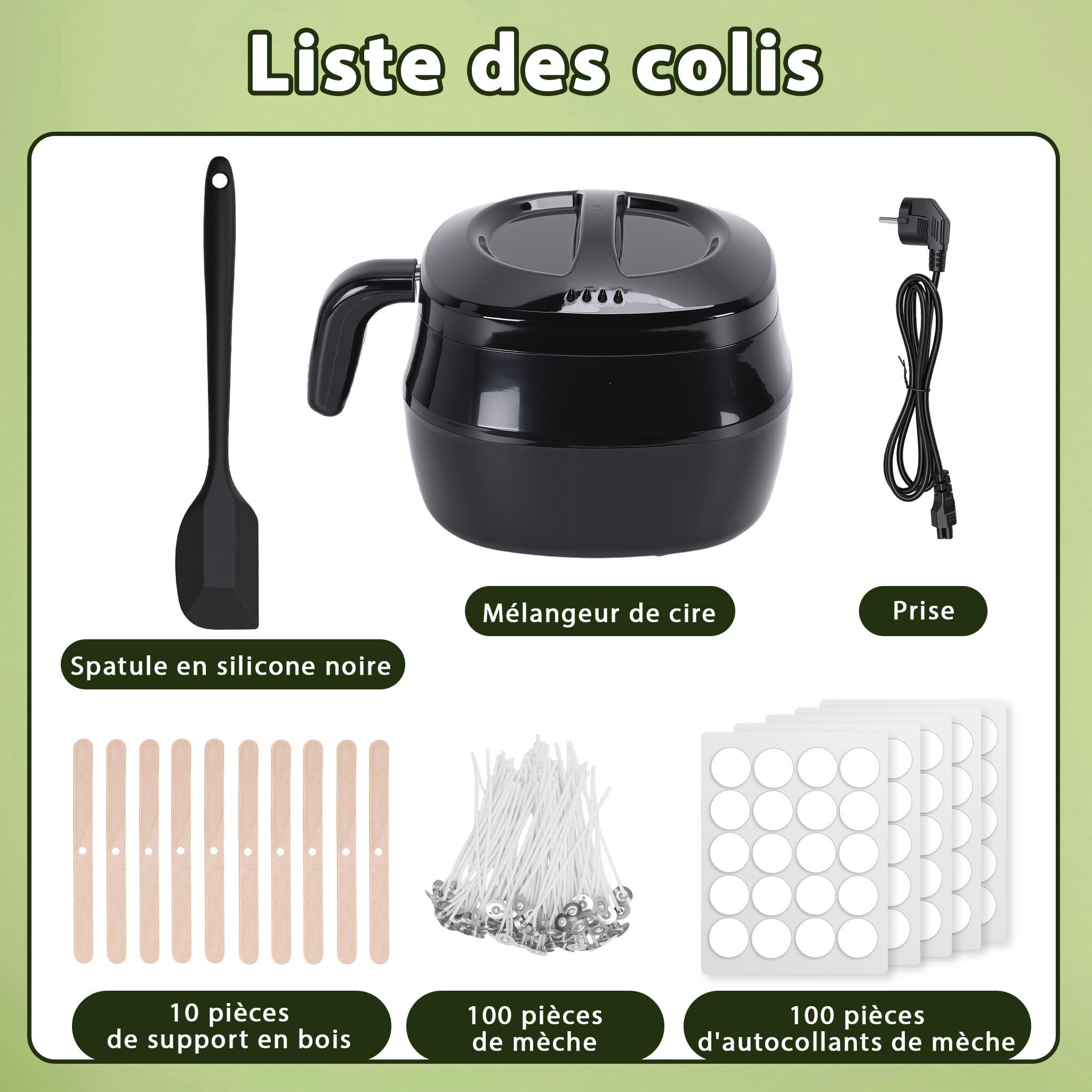 Fondeur de Cire Bougie Électrique 1L 150 W, Kit Fabrication Bougie Fondoir Cire Bougie avec Affichage de la Température, Mèches, Dispositif de Centrage et Cuillère Mélangeuse