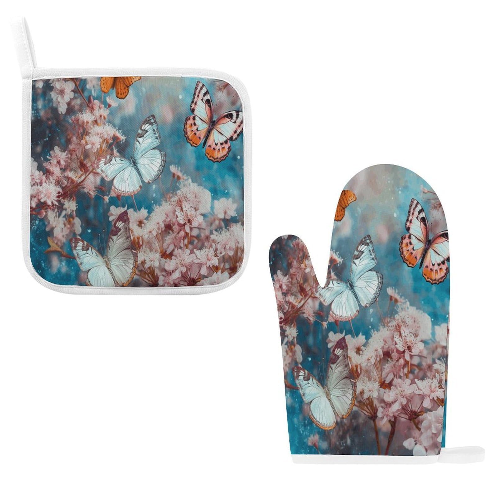 Btcowzrv Style A Group Of Butterflies Flying Oven Mitts And Pot Holders 2Pcs Set