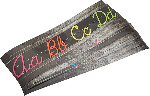 Miniatura 7 de Bright Creations Tira de pared con letras del alfabeto cursivo, bordes de tablón de anuncios para el aula (21 x 6 pulgadas), paquete de 9 unidades,