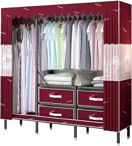 Miniatura 11 de Armarios grandes Armario grande Armario de aleación de hierro Armario con cajón de almacenamiento y varillas colgantes Armario de ropa Armario