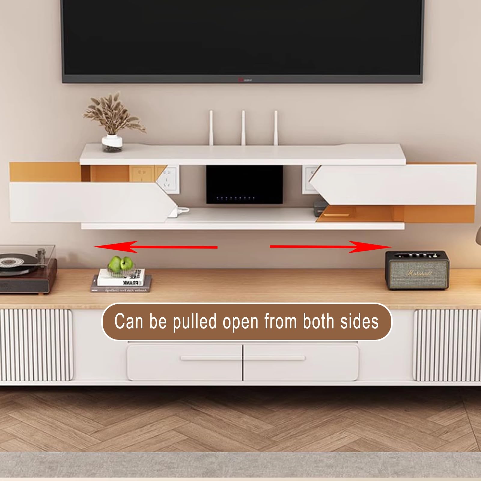 Étagère de rangement murale, organiseur en bois pour routeurs WiFi et fournitures de bureau, armoire cachée pour la maison, le salon, design durable