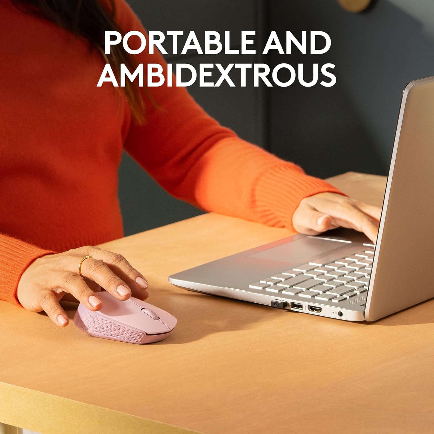 Logitech M170 Wireless Mouse for PC, Mac, Laptop, 2.4 GHz with USB Mini Receiver, Optical Tracking, 12-Months Battery Life, Ambidextrous - Rose - Image 3