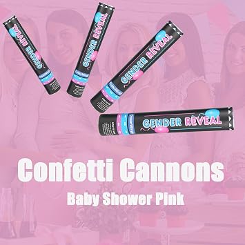 Gender Reveal Pink Confetti Cannon, Biodegradable Party Poppers for Girl 2 Pack