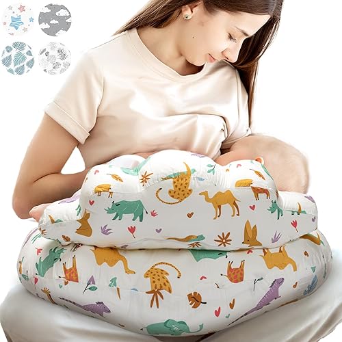 PILLANI Almohada de lactancia para lactancia, almohada de lactancia materna para mamá y apoyo del bebé, búsqueda de registro de bebé, funda de