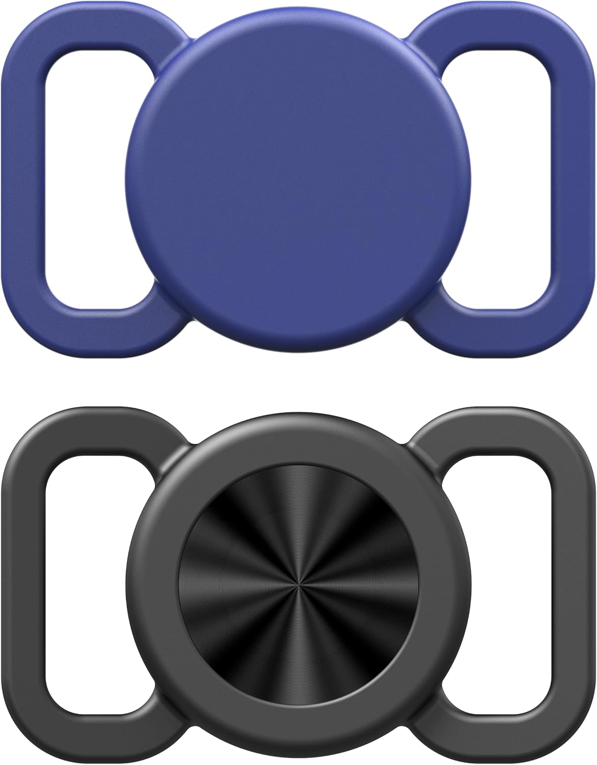 Dog Collar Holder(2 Pack) for Air Tracker Tag and Otag,Waterproof Silicone Case for Pet Cat, Anti-Lost Scratch Resistant Protective Cover Accessory for Airtag & Otag(Black/Dark Blue)