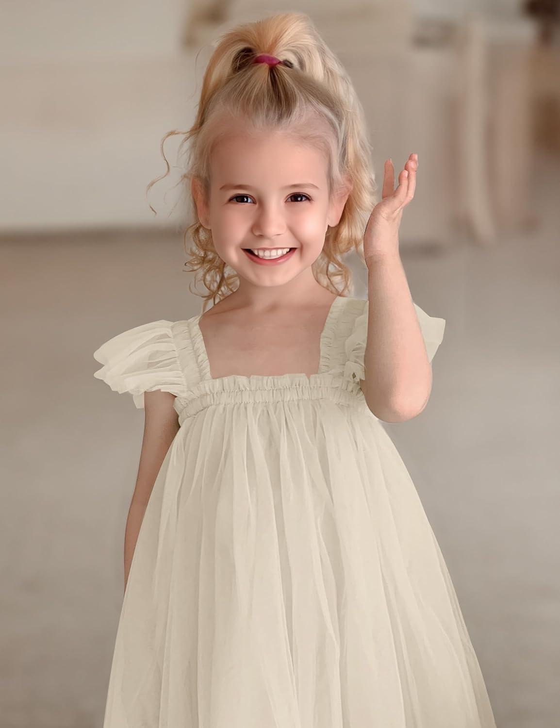 Baby Girl First Birthday Outfit Cake Smash 1st Birthday Dress with Flower Headband - Image 2