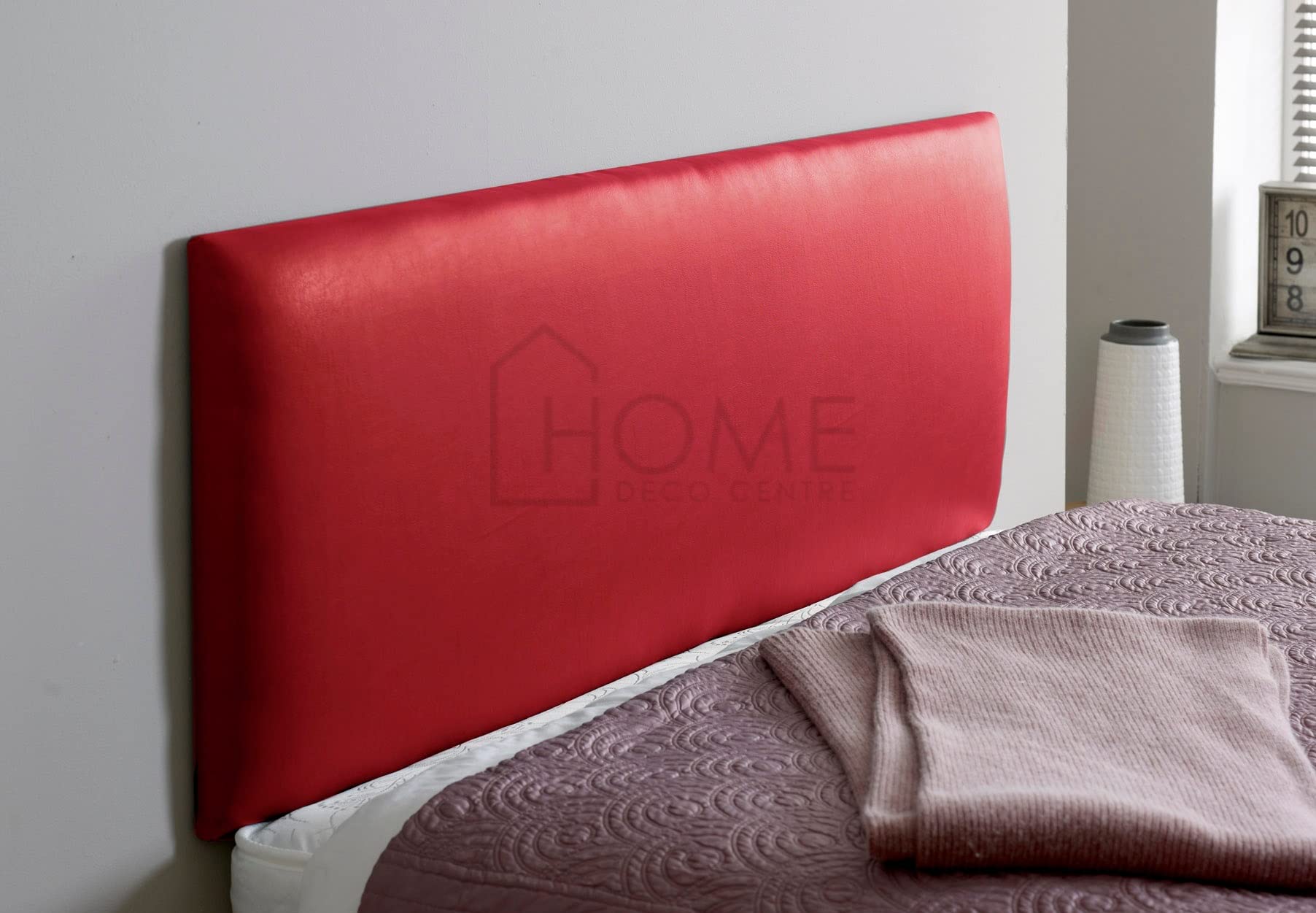 CROWNBEDSUK Faux Leather Divan bed Headboard 20" height thick padded (Red, 6FT (superking))