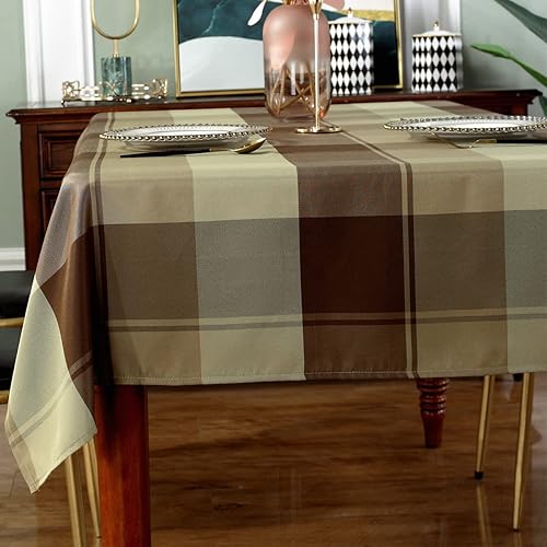 Miniatura 10 de SASTYBALE Mantel redondo de 60 pulgadas a cuadros a prueba de derrames, antiencogimiento, suave y resistente a las arrugas, mantel decorativo de