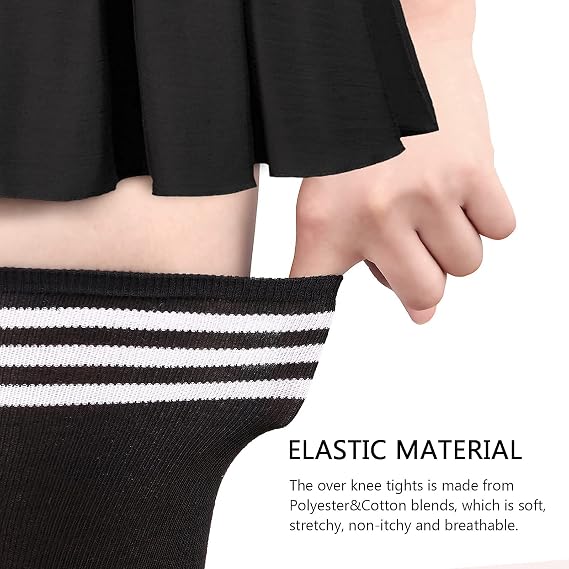 DRESHOW Extra Long High Thigh Socks Striped Over Knee Thin Tights Long Stocking