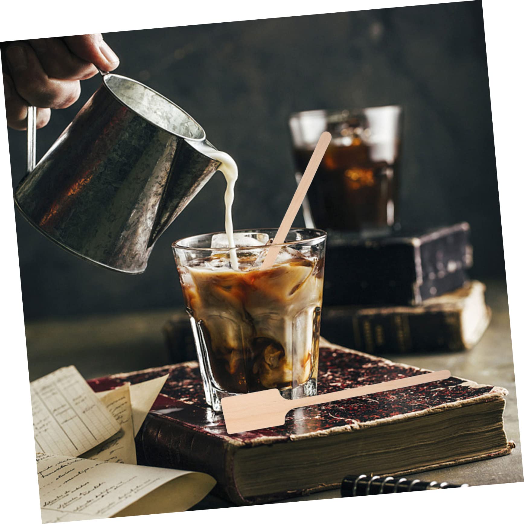 KICHOUSE Set of 10 Wooden Stir Sticks Beverage Rods for Coffee Tea for Daily Use