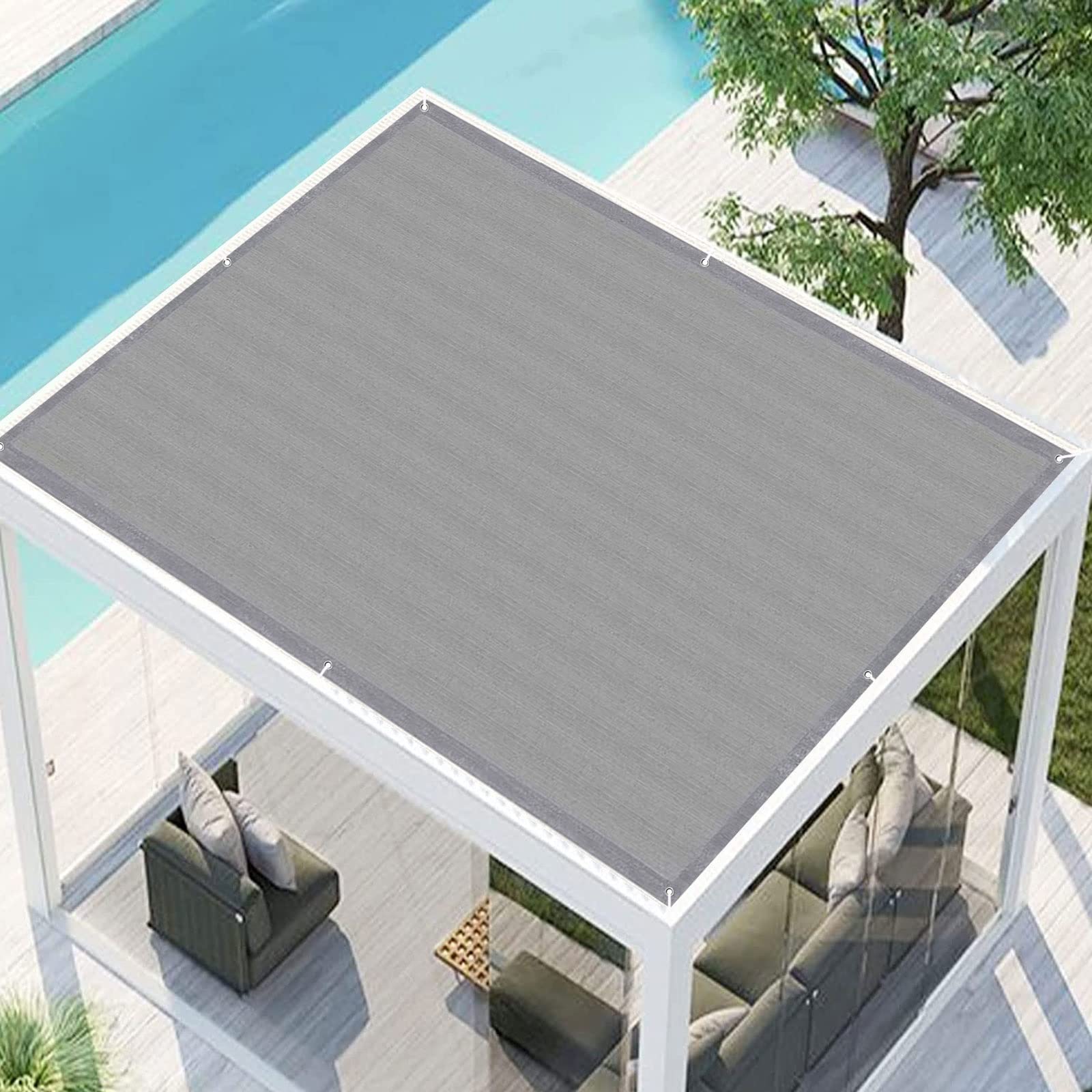 Sunscreen Awning 1.4 x 2.4 m HDPE 95% UV Block Screen Shelter Gazebo Pergola Resistant Durable Perfect for Outdoor Garden Pergola Patio, Grey — image 1
