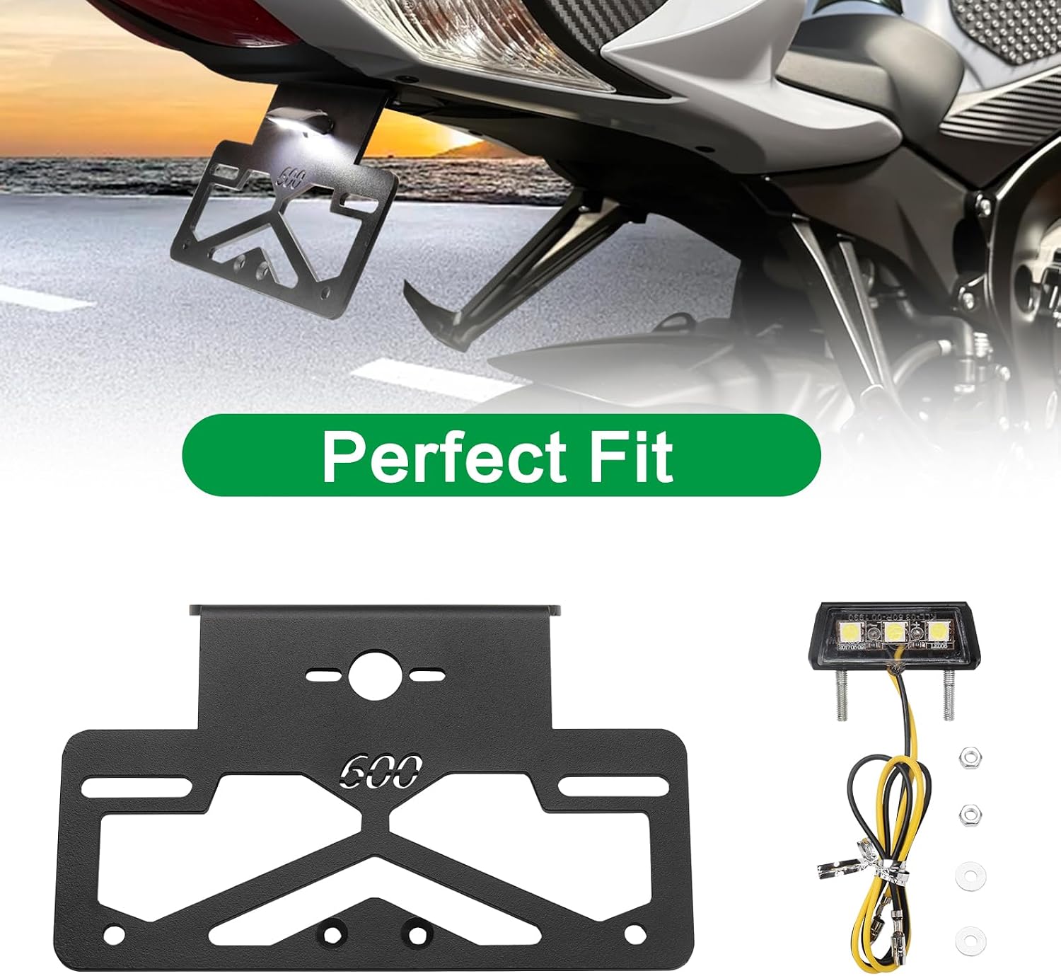 GSXR 600 Fender Eliminator Kit GSXR 750 Fender Eliminator Bracket for GSXR 600/GSXR 750 L11 2011-2025 License Plate Bracket Holder Tail Tidy for GSXR 600/GSXR 750 with Led License Plate Light
