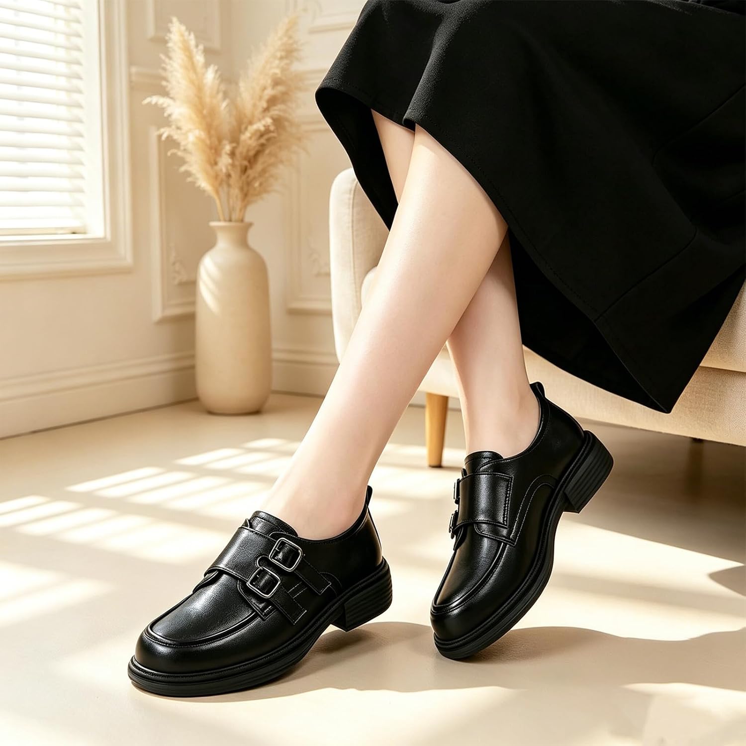 Women Black Dress Oxford Military Comfort Business Formal Work Dressy Shoes