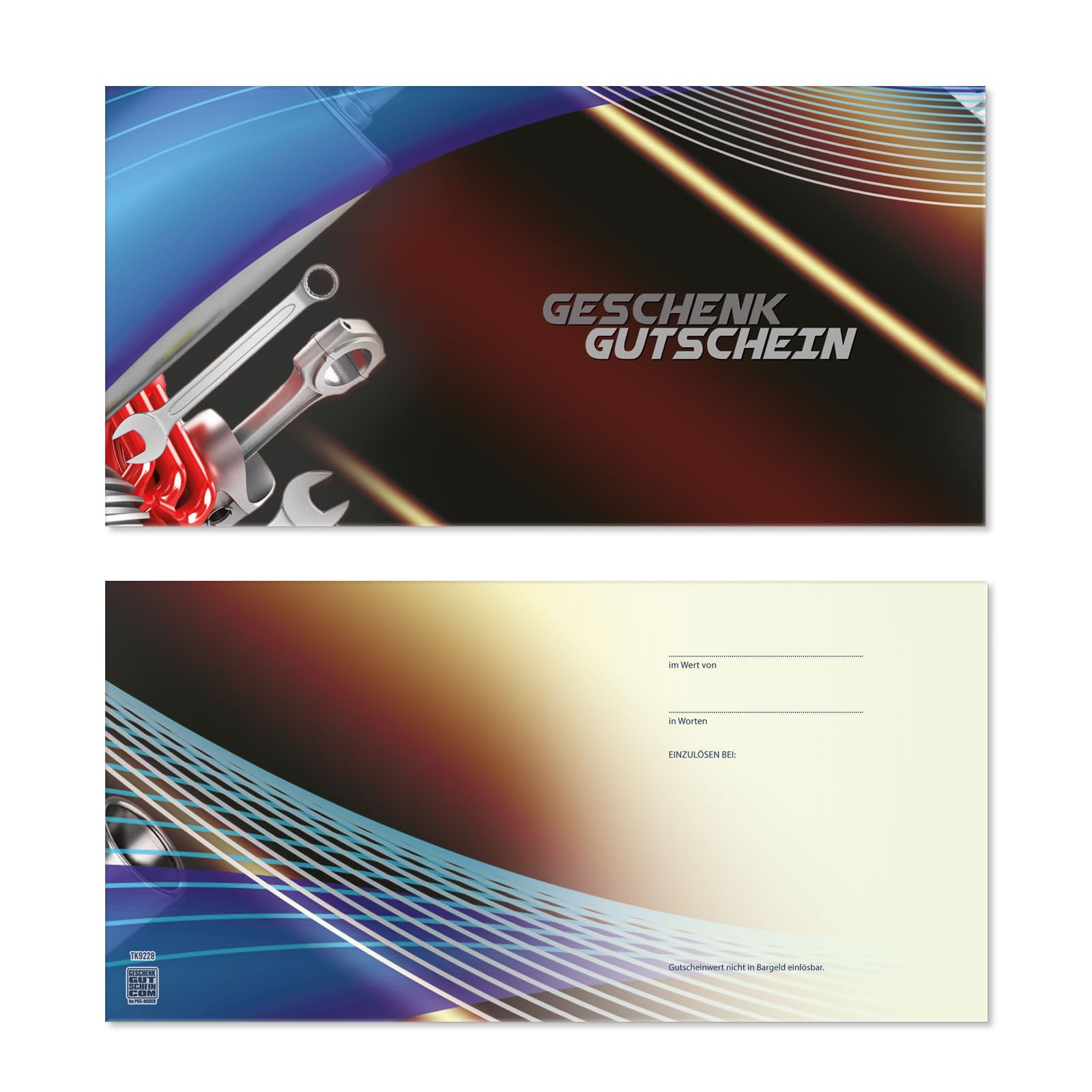 50 Gutscheine. Blanko zum Selbstausfüllen. Für KFZ-Werkstätten Autoreparaturen, Werkstattgutscheine.