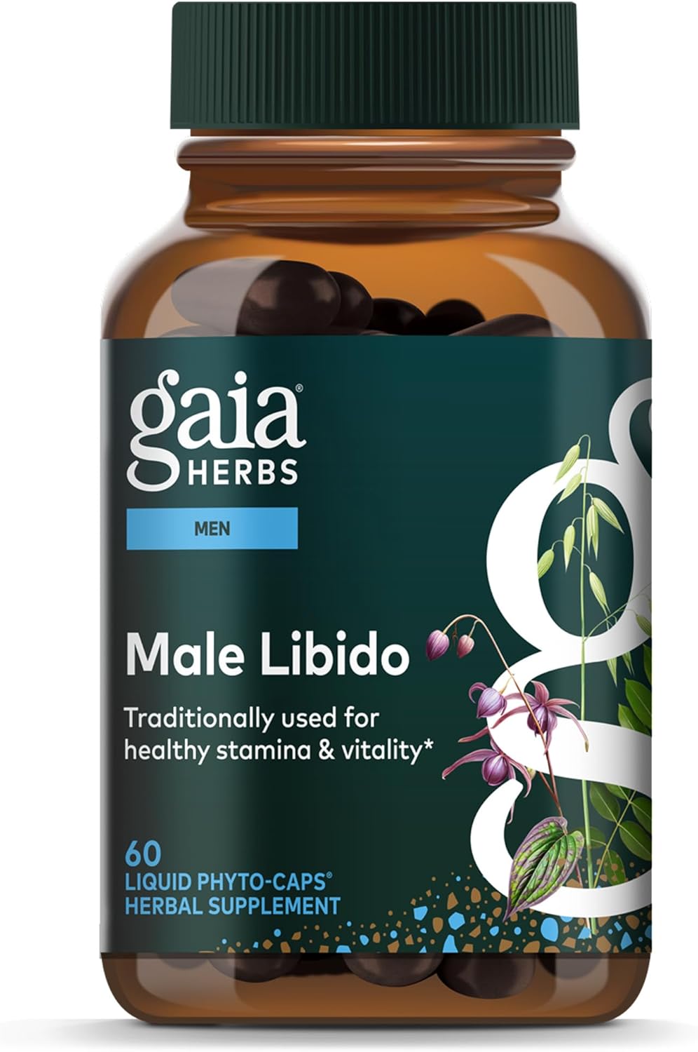 Gaia Herbs Male Libido – Herbal Supplement with Saw Palmetto, Horny Goat Weed & Oats – Traditional Herbs to Support Vitality & Energy Levels for Men* – 60 Vegan Liquid Phyto-Capsules (60 Servings)
