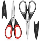 iBayam Kitchen Scissors All Purpose Heavy Duty, Kitchen Utensils Set, Stainless Steel Cooking Utensils Gadgets, Meat Poultry Food Shears Dishwasher Safe Utility Tools Home Gift, with Protective Sheath