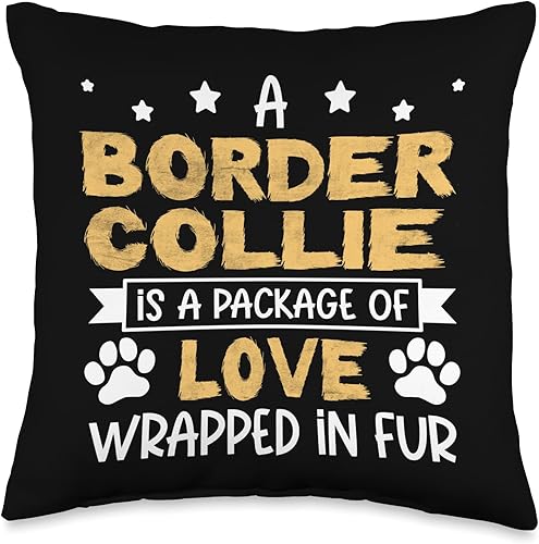Border Collie Shirts & Dog Lover Gifts A Package of Love Wrapped in Fur-Border Collie - Almohada de 16 x 16 pulgadas, multicolor