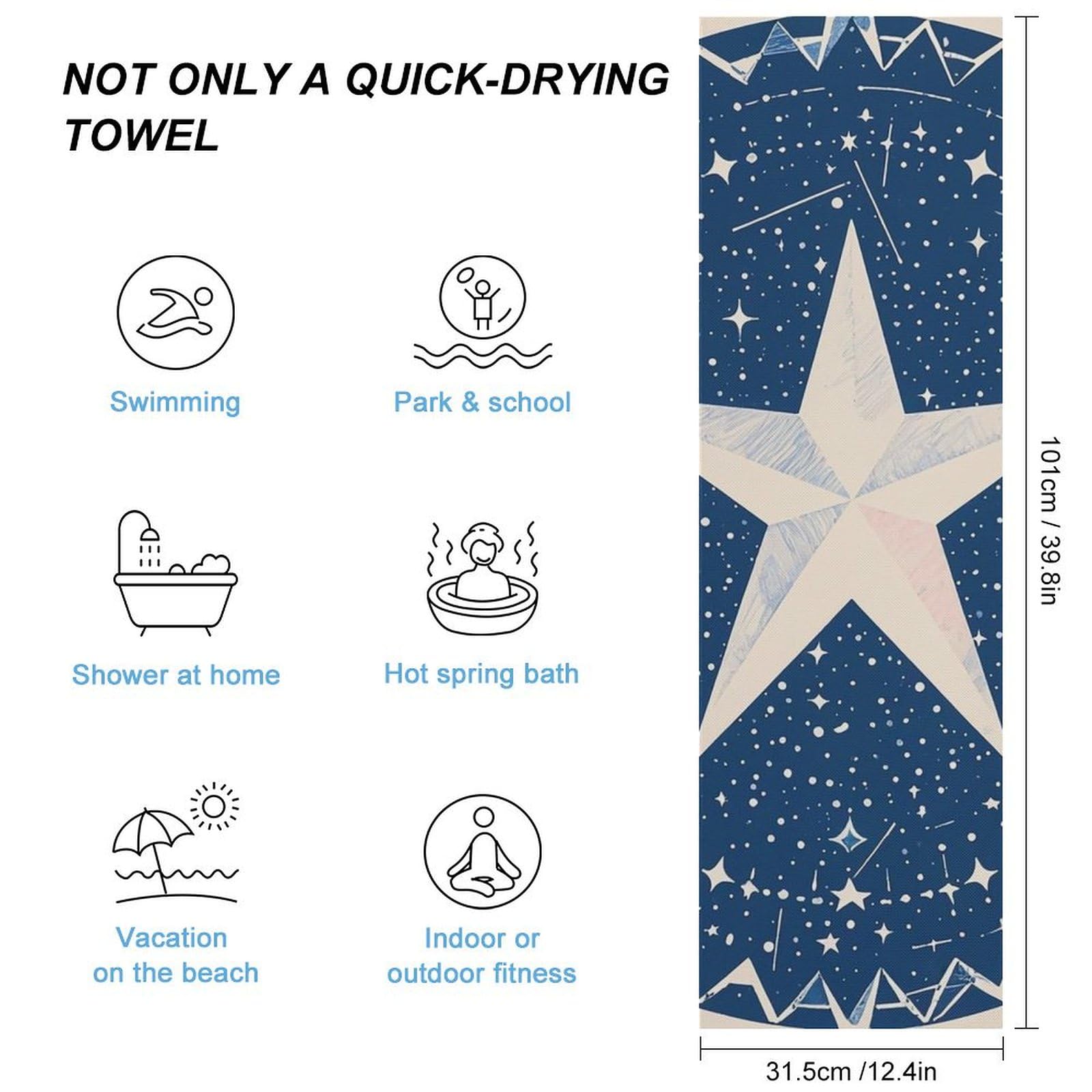 FHESDCW Pentagram Universe Towel Quick Dry Ice Towels for Hot Weather Breathable Camping Towels Sweat Super Absorbent Bathroom Towel for Gym Yoga Pilates Exercise